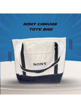 Sony Canvas Tote Bag With Front Pocket & Dual Handles